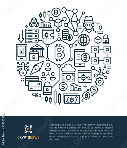 Blockchain and Cryptocurrency Logo & Graphic Illustration Concept.