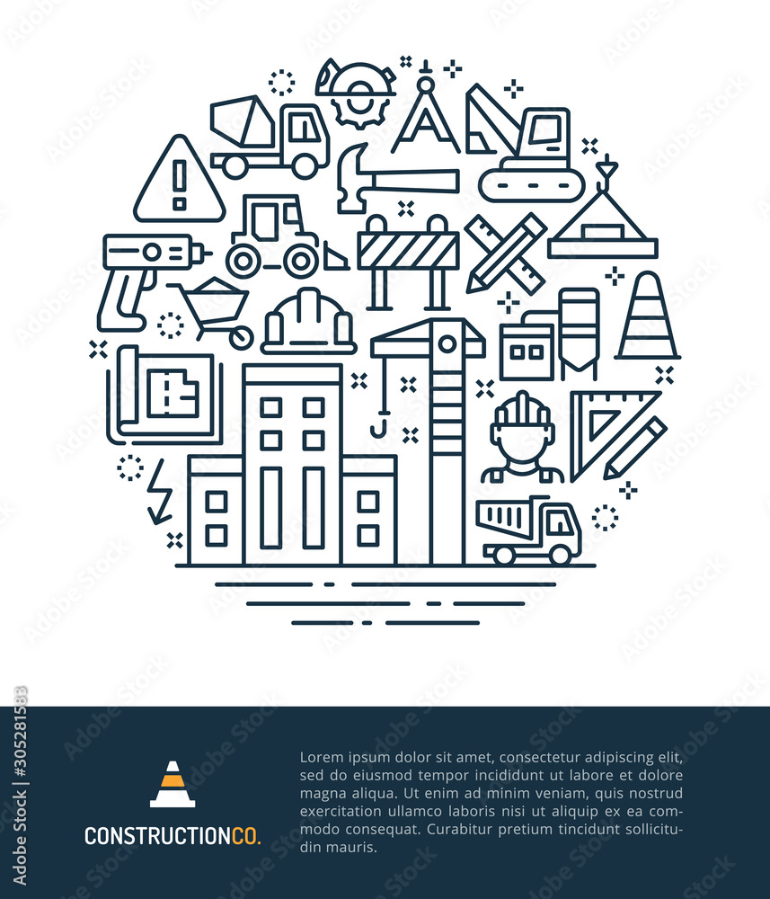 Fototapeta premium Construction Logo & Graphic Illustration Concept.