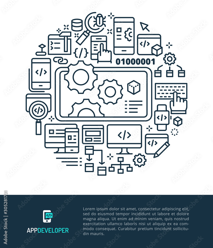 Web & App Developer Logo & Graphic Illustration Concept. Web & App Developer Logo & Graphic Illustration Concept.