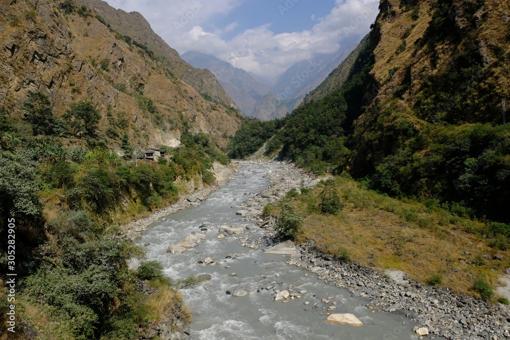 Kali Gandaki river around village Tatopani, Himalaya, Nepal. 