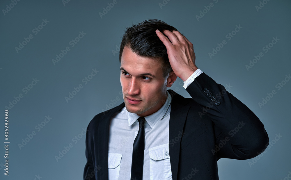 Man on gray background Man on gray background