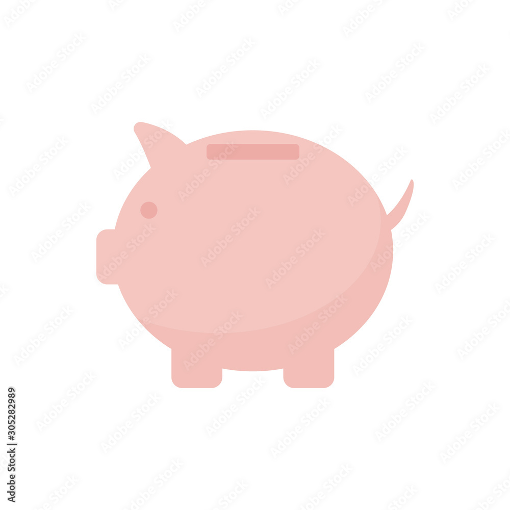 Flat vector illustration of pink piggy bank. Saving money, banking concept Flat vector illustration of pink piggy bank. Saving money, banking concept