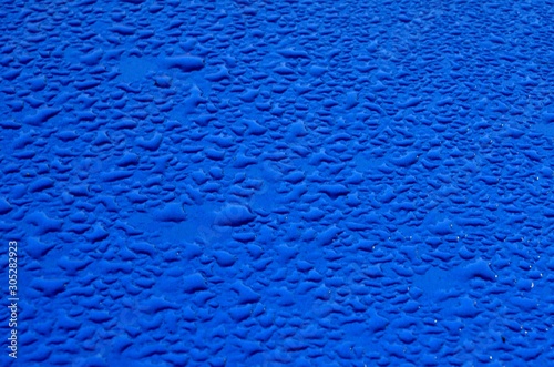 Water on blue surface
