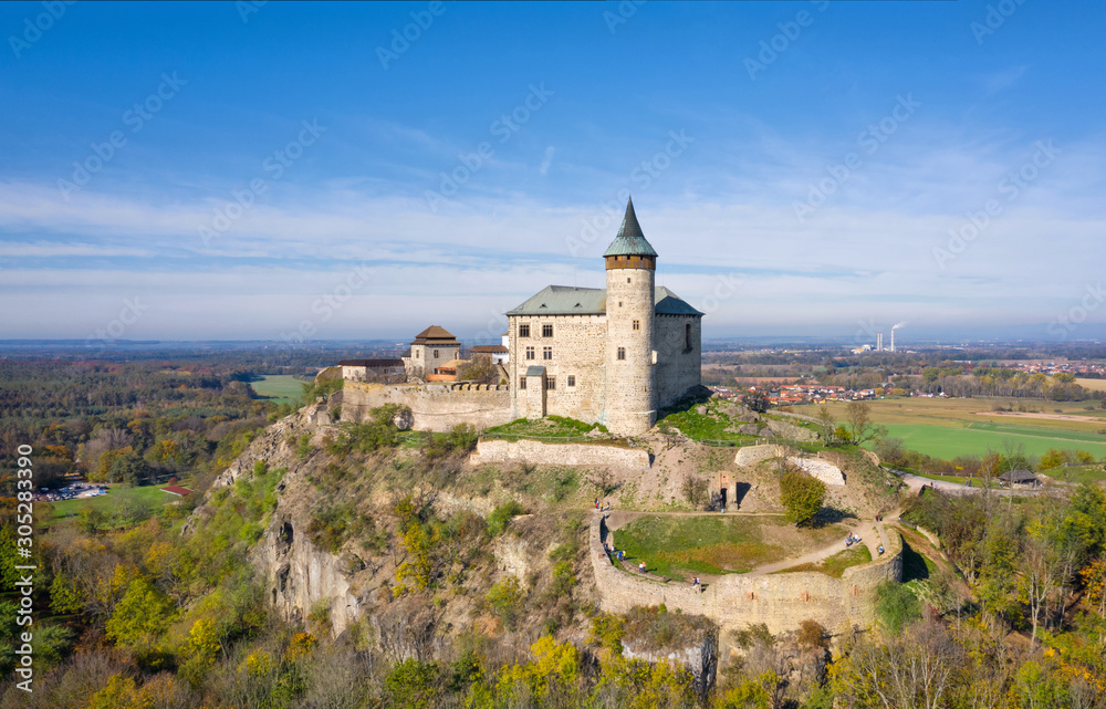 Aerial view of Kuneticka Hora castle, Pardubice Region, Czechia