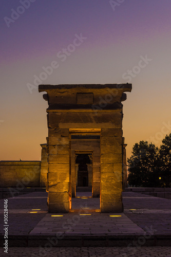 Madrid debod temple at summer sunset