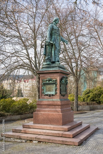 Statue of monastery Tepla abbot Reitenberger - one of spa founders - resort Marianske Lazne (Marienbad) - Czech Republic photo