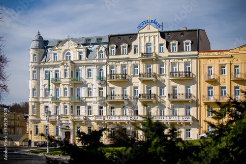 Spa Hotels Belvedere (left) and Paris (right) in small spa town Marianske Lazne (Marienbad)