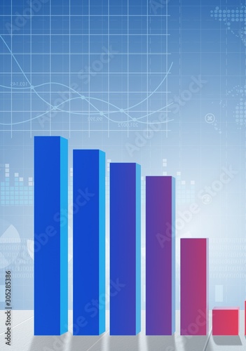 Growing bar charts in economic recovery concept - 3d rendering