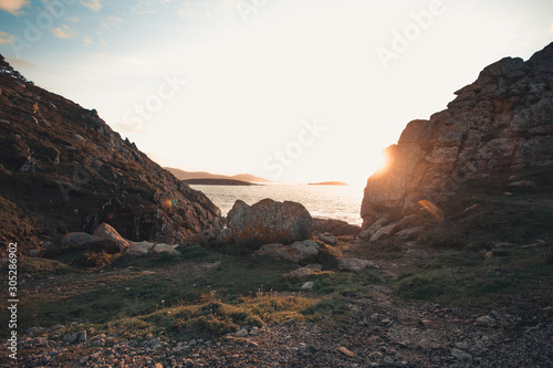 Landscape of a lightfull sunset photo