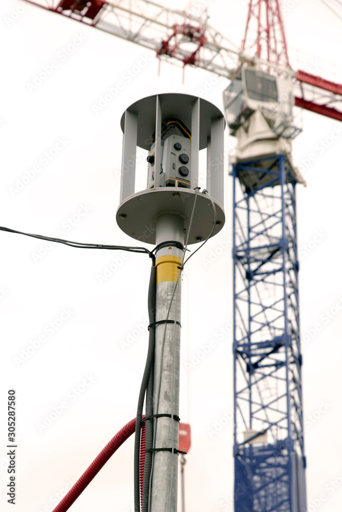 surveyor's equipment on a building construction site