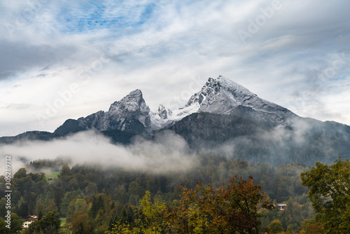 Stunning view of mountain Watzmann over Berchtesgaden  Bavaria  Germany