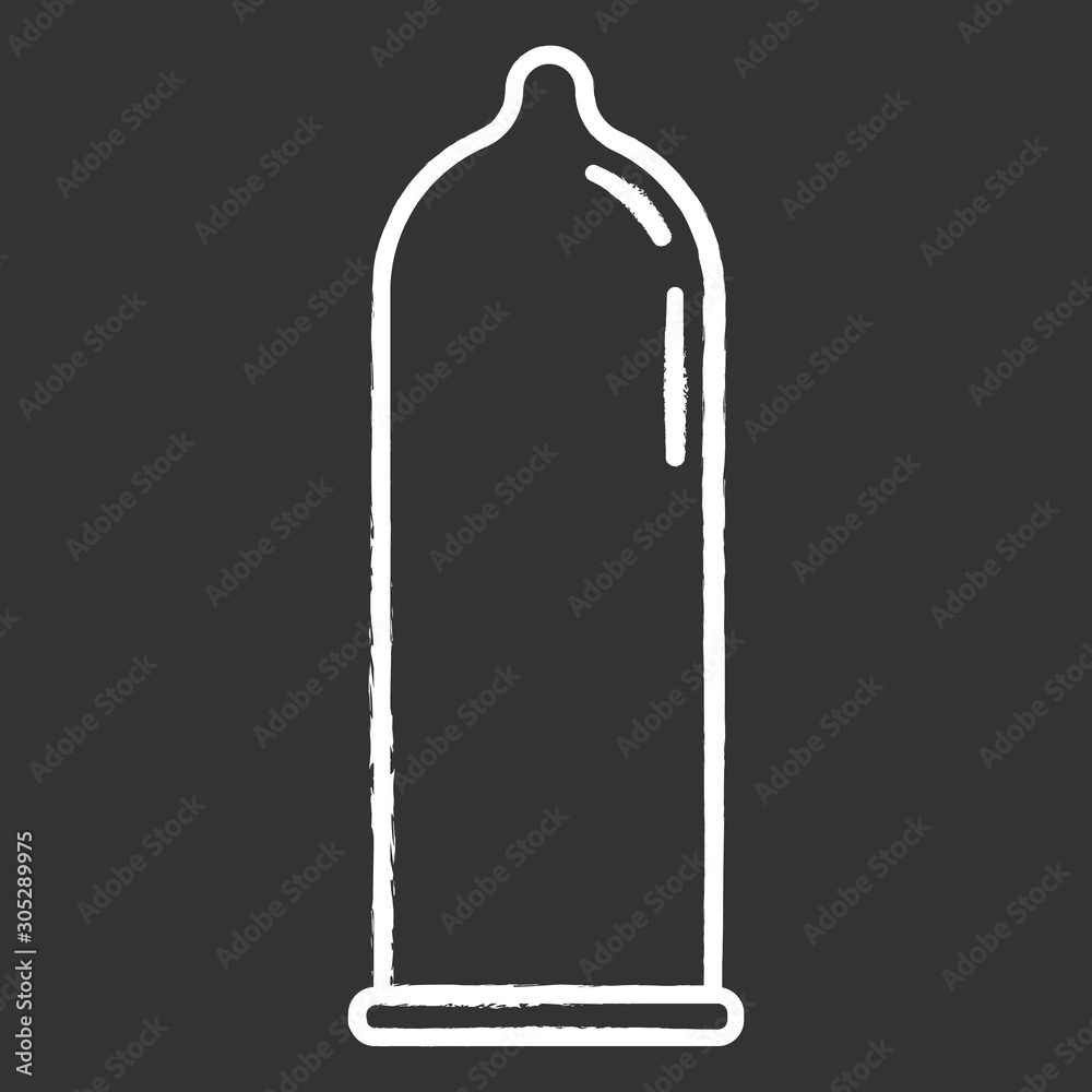 Contraceptive Chalk Icon Male Latex Condom Rubber Preservative For Safe Sex Pregnancy 