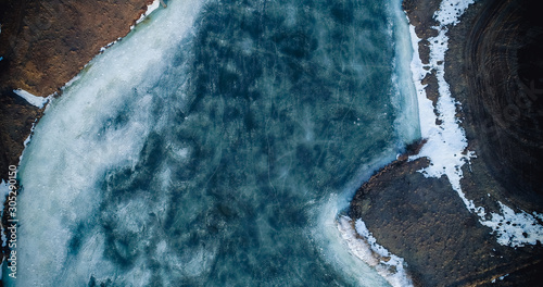 Tableau sur toile Teal and orange topview winter panorama