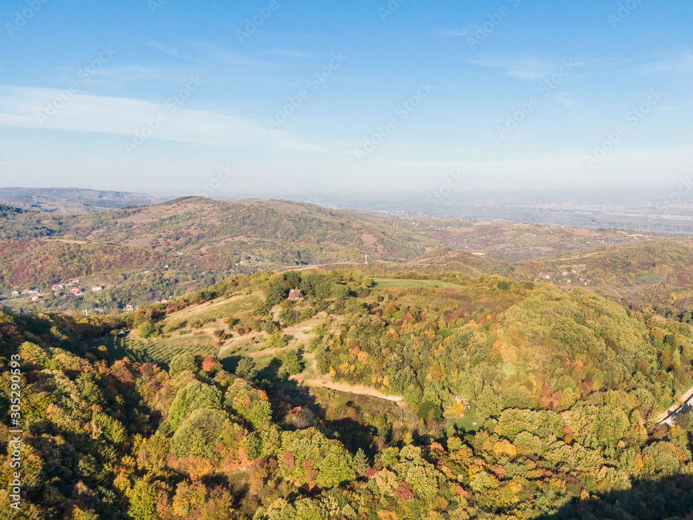 Obraz premium aerial panorama of mountains in autumn