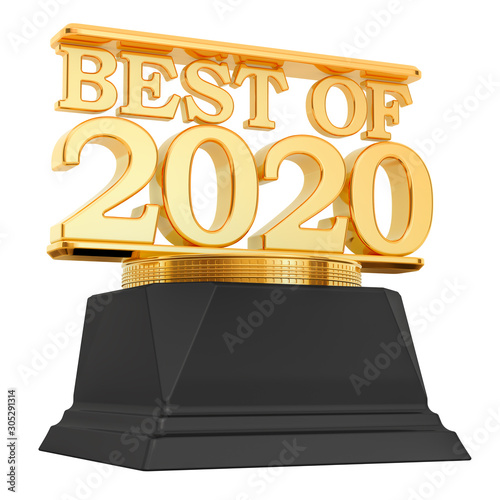 Golden Award, best of 2020 concept. 3D rendering photo