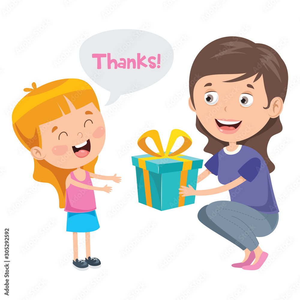 Thank You Illustration With Cartoon Characters Thank You Illustration With Cartoon Characters
