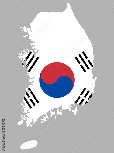 South Korea Map Flag Vector