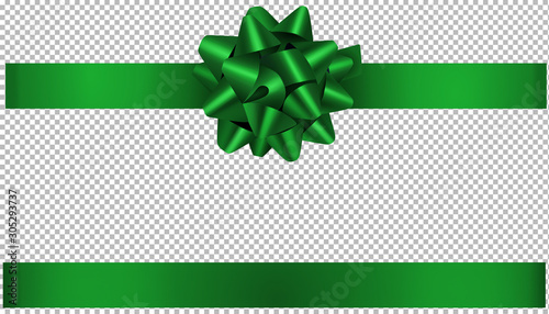 green bow and ribbon illustration for christmas and birthday decorations