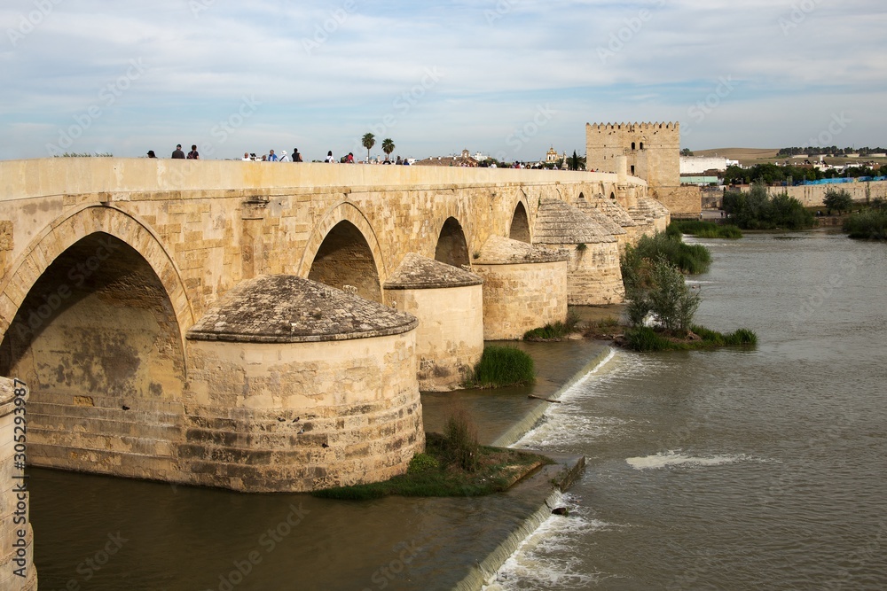 Roman bridge across the Guadalquivir river in Cordoba, Spain