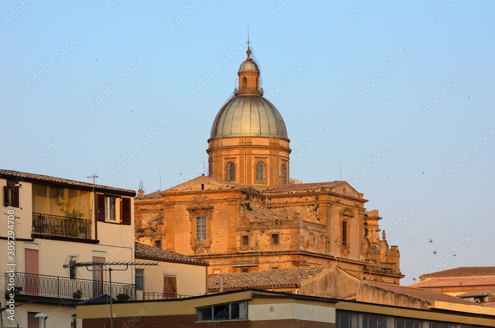 Image of the Piazza Armerina Cathedral, Cattedrale di Maria Santissima delle Vittorie, in Italy.
