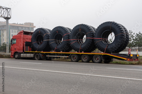 Huge tires for a truck. © Андрей Попов
