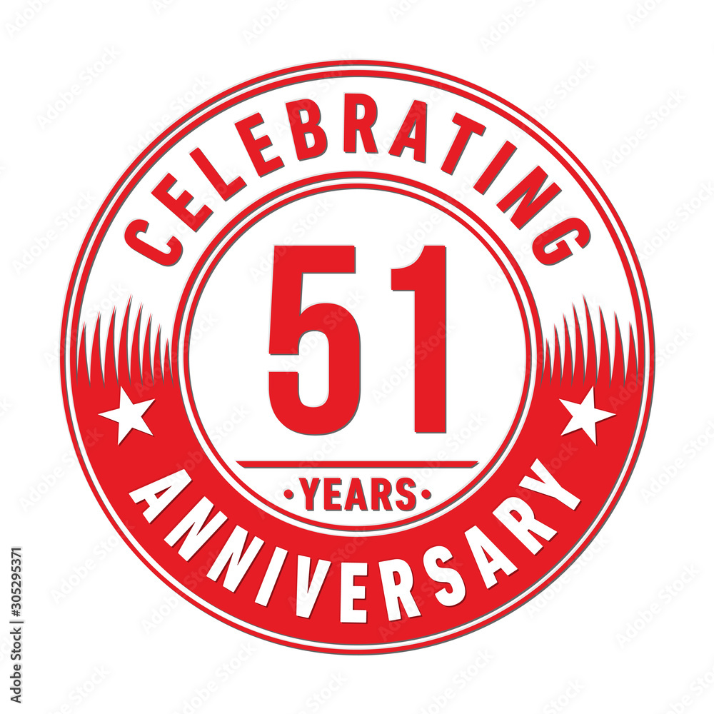 51 years anniversary celebration logo template. Fifty-one years vector and illustration.