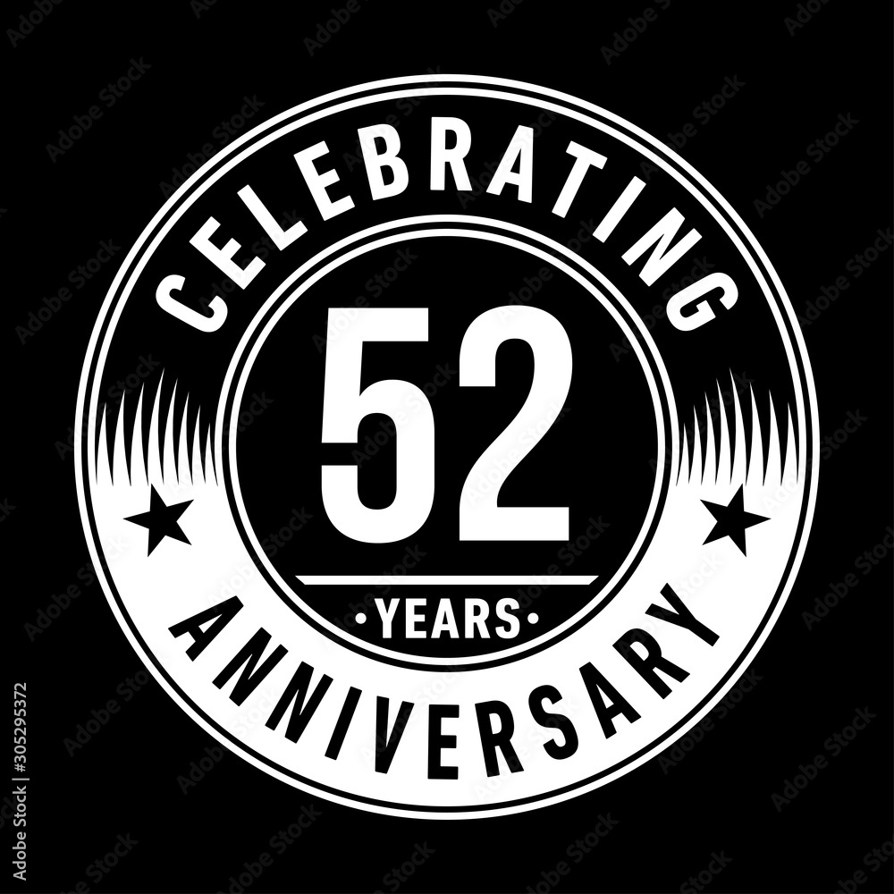 52 years anniversary celebration logo template. Fifty-two years vector and illustration.