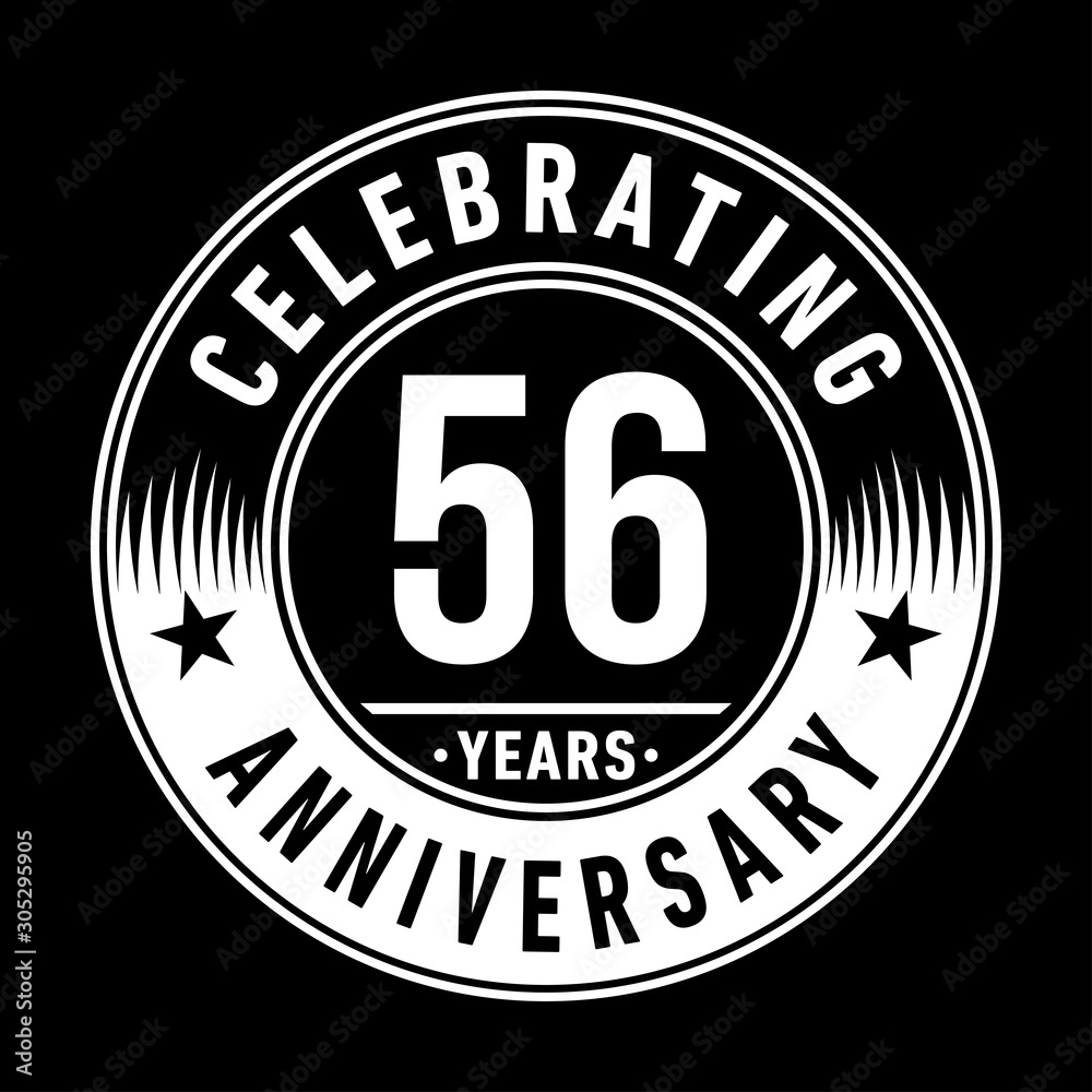 56 years anniversary celebration logo template. Fifty-six years vector and illustration.