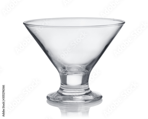 Front view of empty glass ice cream cup