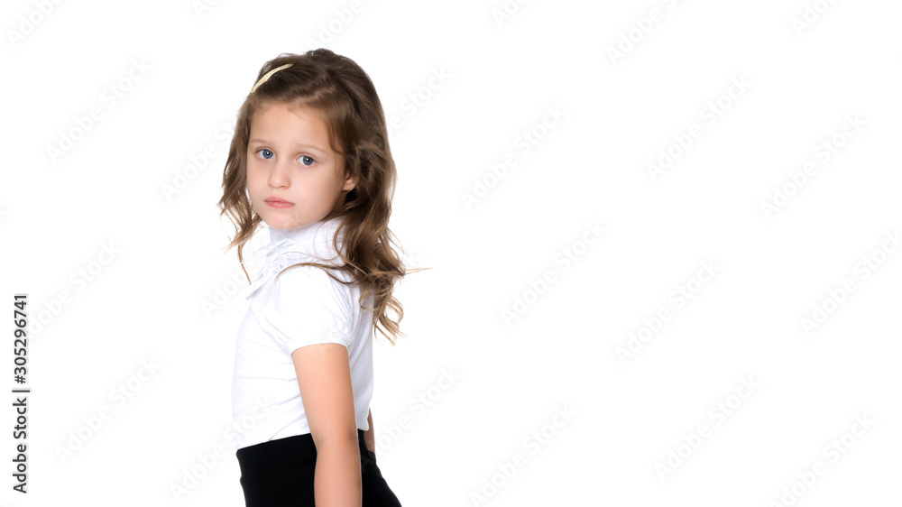 Portrait of a little girl close-up.Isolated on white background. Portrait of a little girl close-up.Isolated on white background.