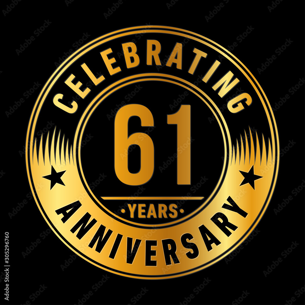 61 years anniversary celebration logo template. Sixty-one years vector and illustration.