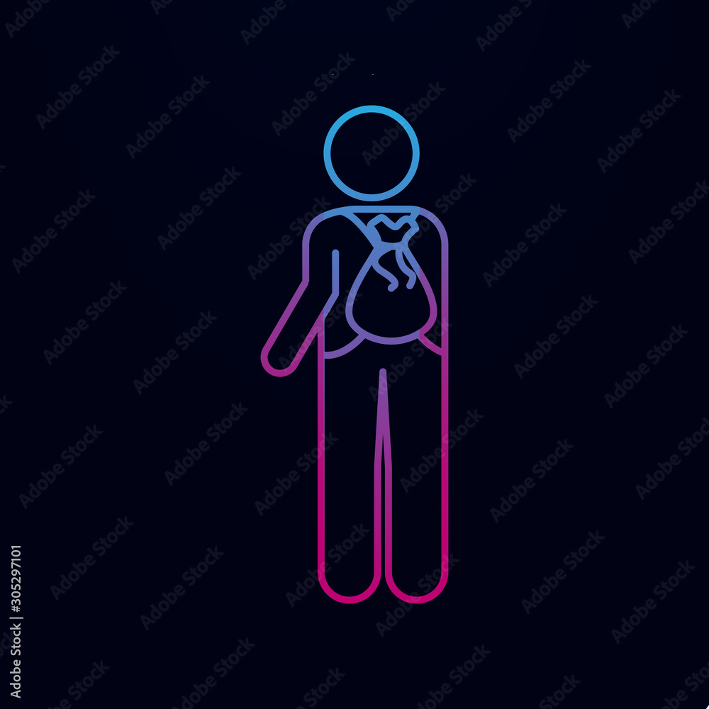 Fototapeta premium Man with sack nolan icon. Simple thin line, outline vector of male bag and luggage icons for ui and ux, website or mobile application