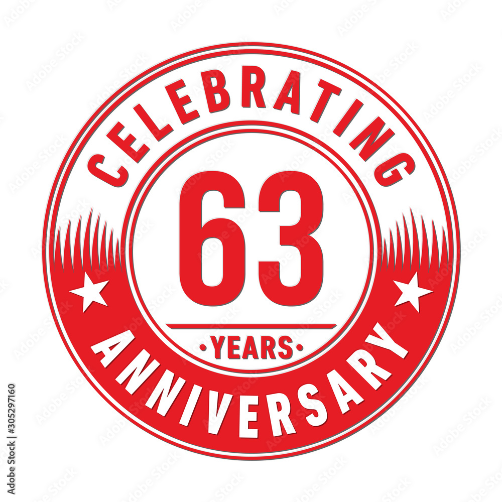 63 years anniversary celebration logo template. Sixty-three years vector and illustration.