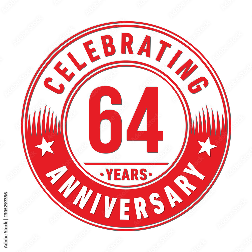 64 years anniversary celebration logo template. Sixty-four years vector and illustration.