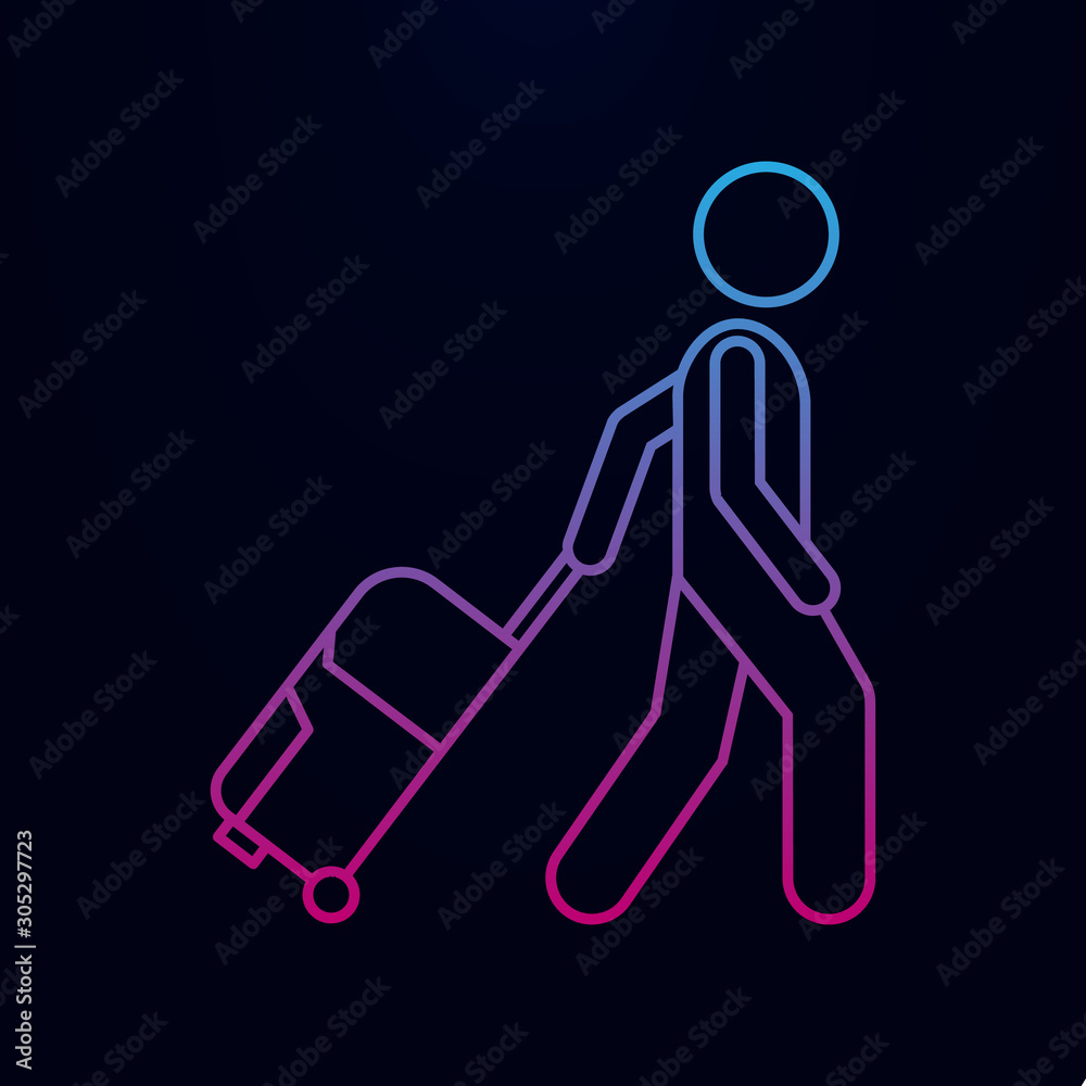 Man with luggage nolan icon. Simple thin line, outline vector of male bag and luggage icons for ui and ux, website or mobile application Man with luggage nolan icon. Simple thin line, outline vector of male bag and luggage icons for ui and ux, website or mobile application