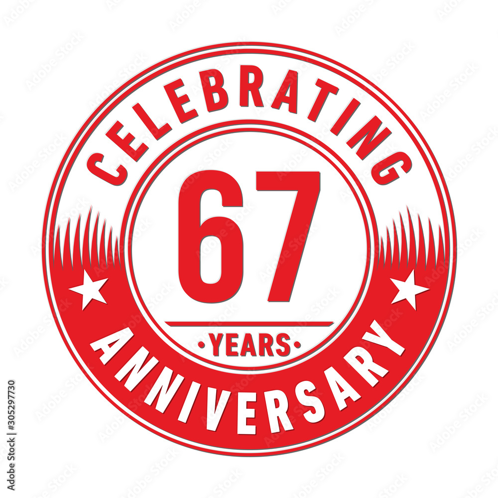 67 years anniversary celebration logo template. Sixty-seven years vector and illustration.