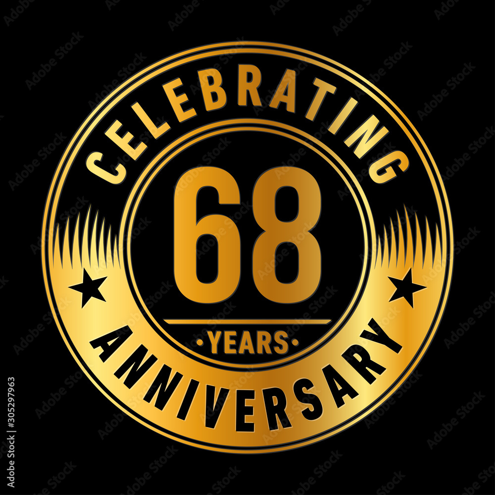 68 years anniversary celebration logo template. Sixty-eight years vector and illustration.