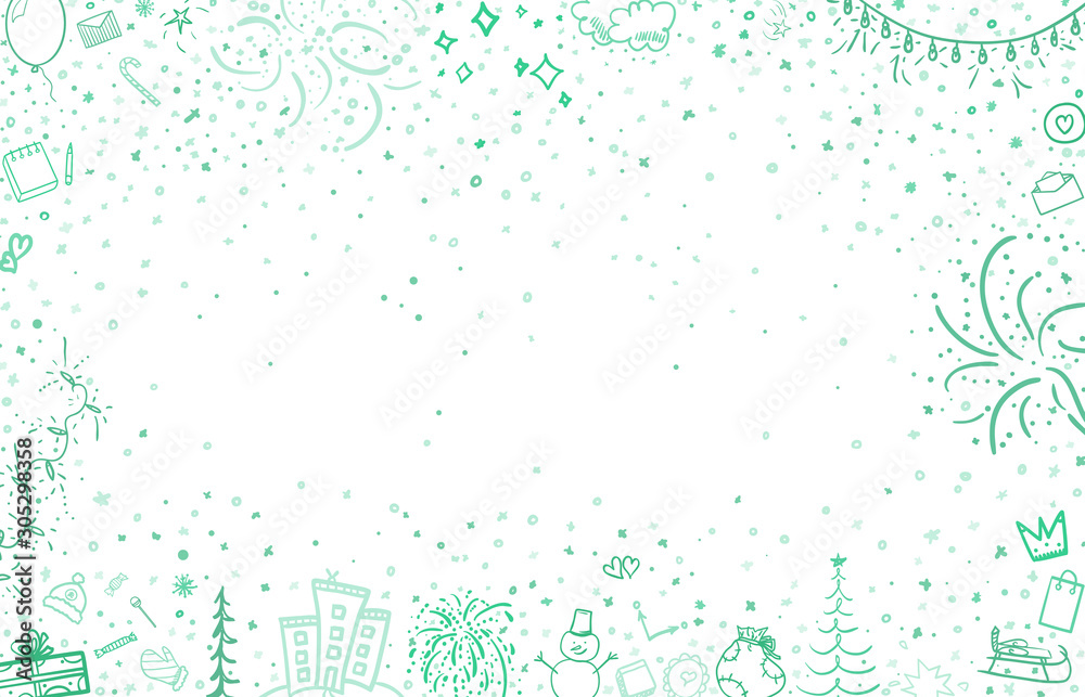 Hand drawn christmas pattern. Background with holiday xmas elements