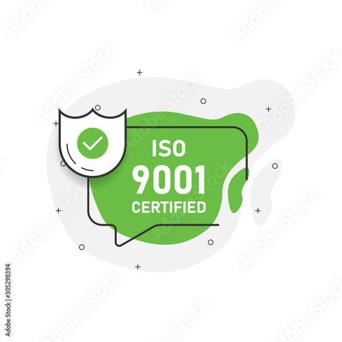Green abstraction isolated sticker iso 9001 certified. Vector illustration.