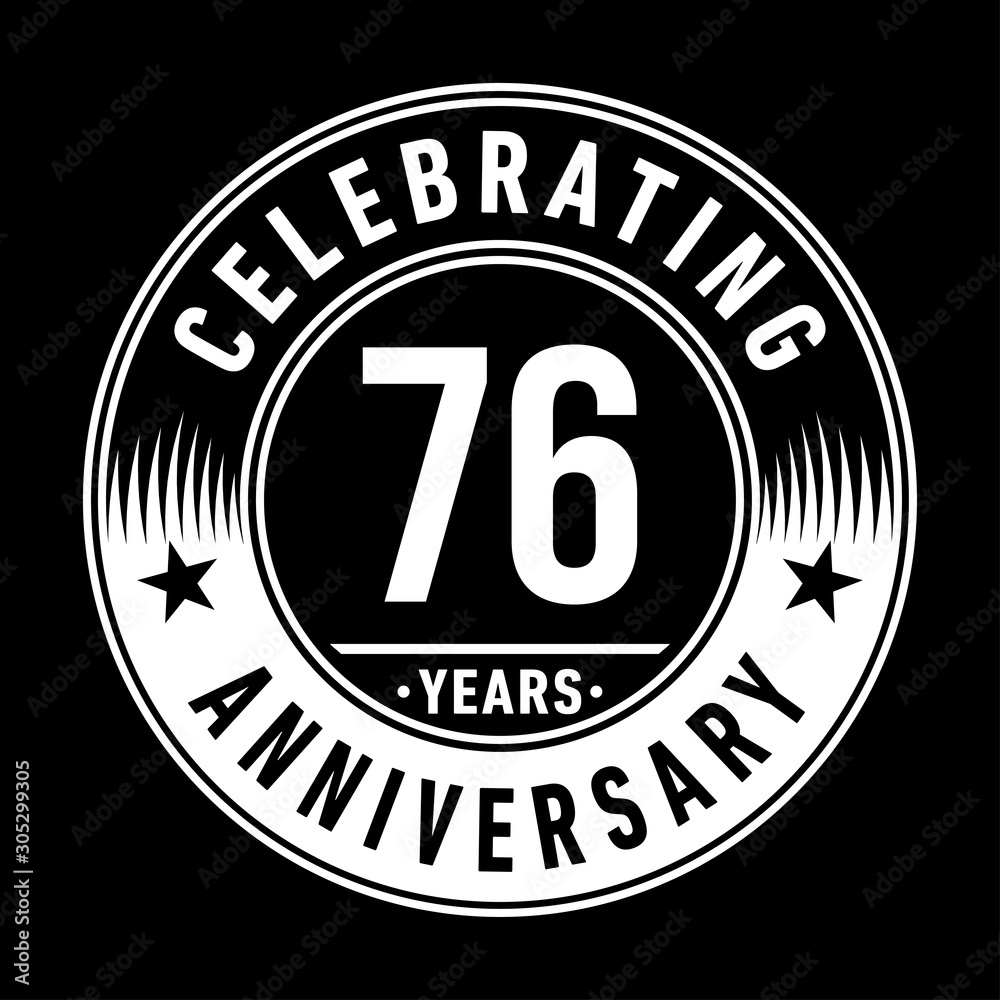 76 years anniversary celebration logo template. Seventy-six years vector and illustration.