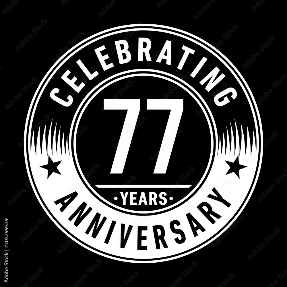 77 years anniversary celebration logo template. Seventy-seven years vector and illustration.
