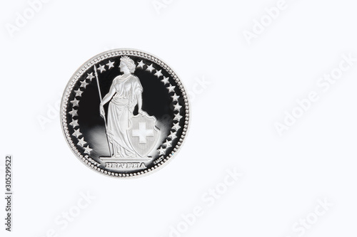 close up of a swiss franc coin