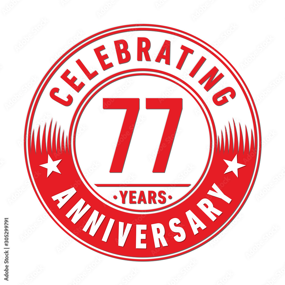 77 years anniversary celebration logo template. Seventy-seven years vector and illustration.