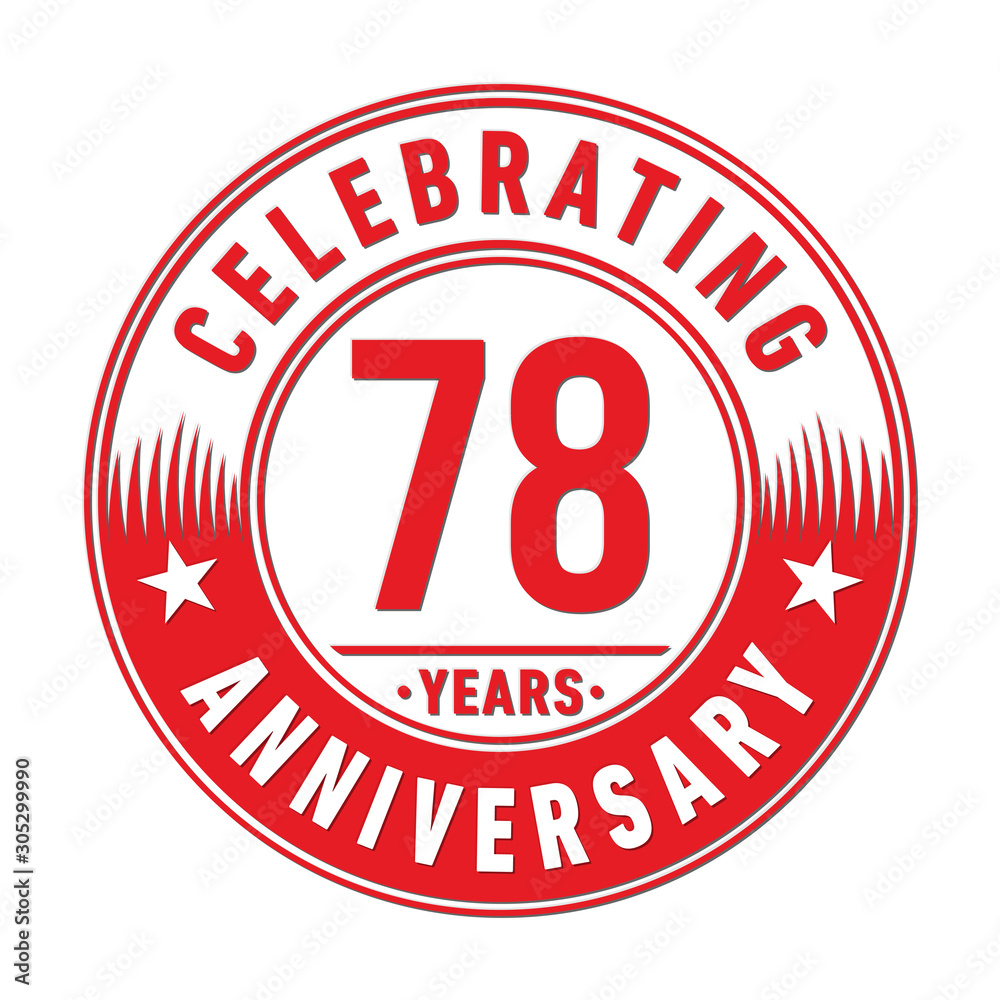 78 years anniversary celebration logo template. Seventy-eight years vector and illustration.