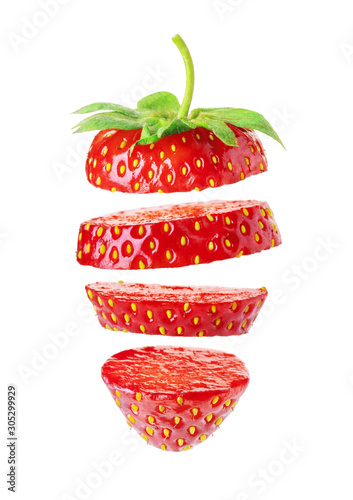 sliced strawberry on white background