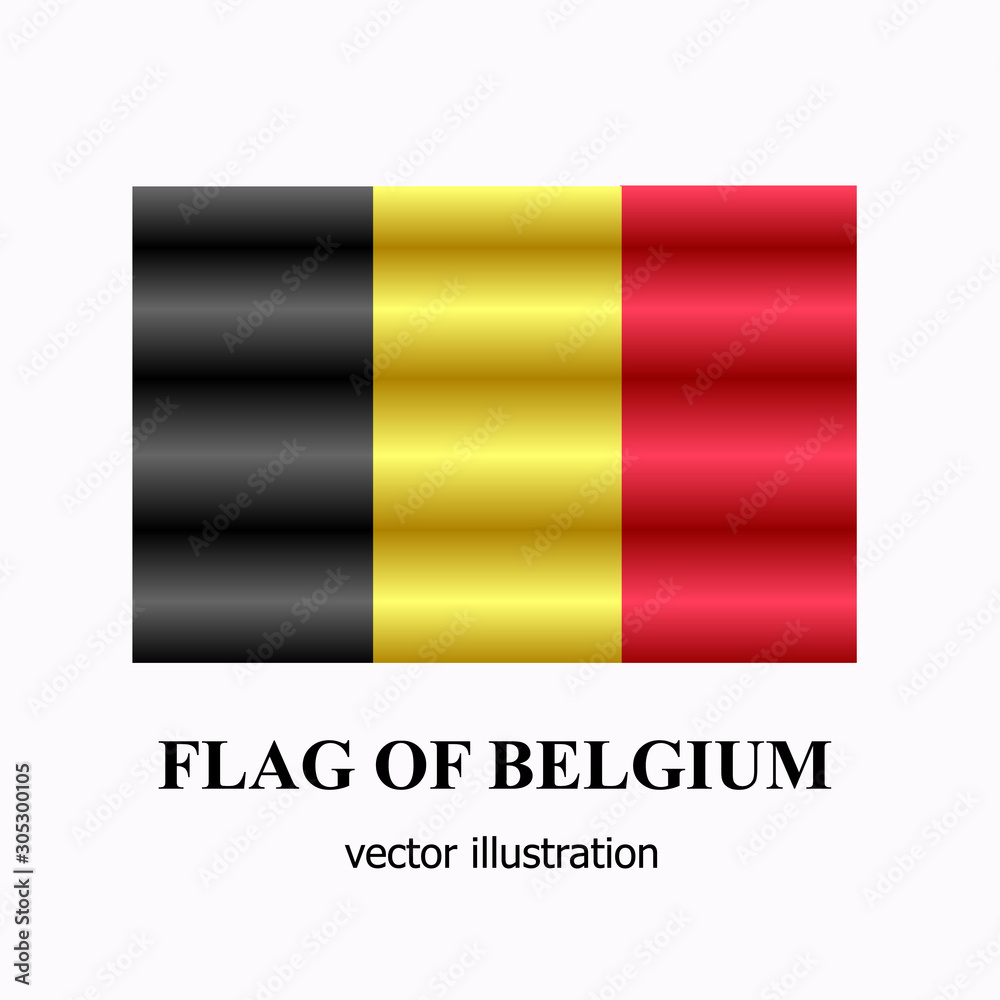 Banner with flag of Belgium. Colorful illustration with flag for design. Illustration flag of Belgium with folds . Vector illustration with white background.
