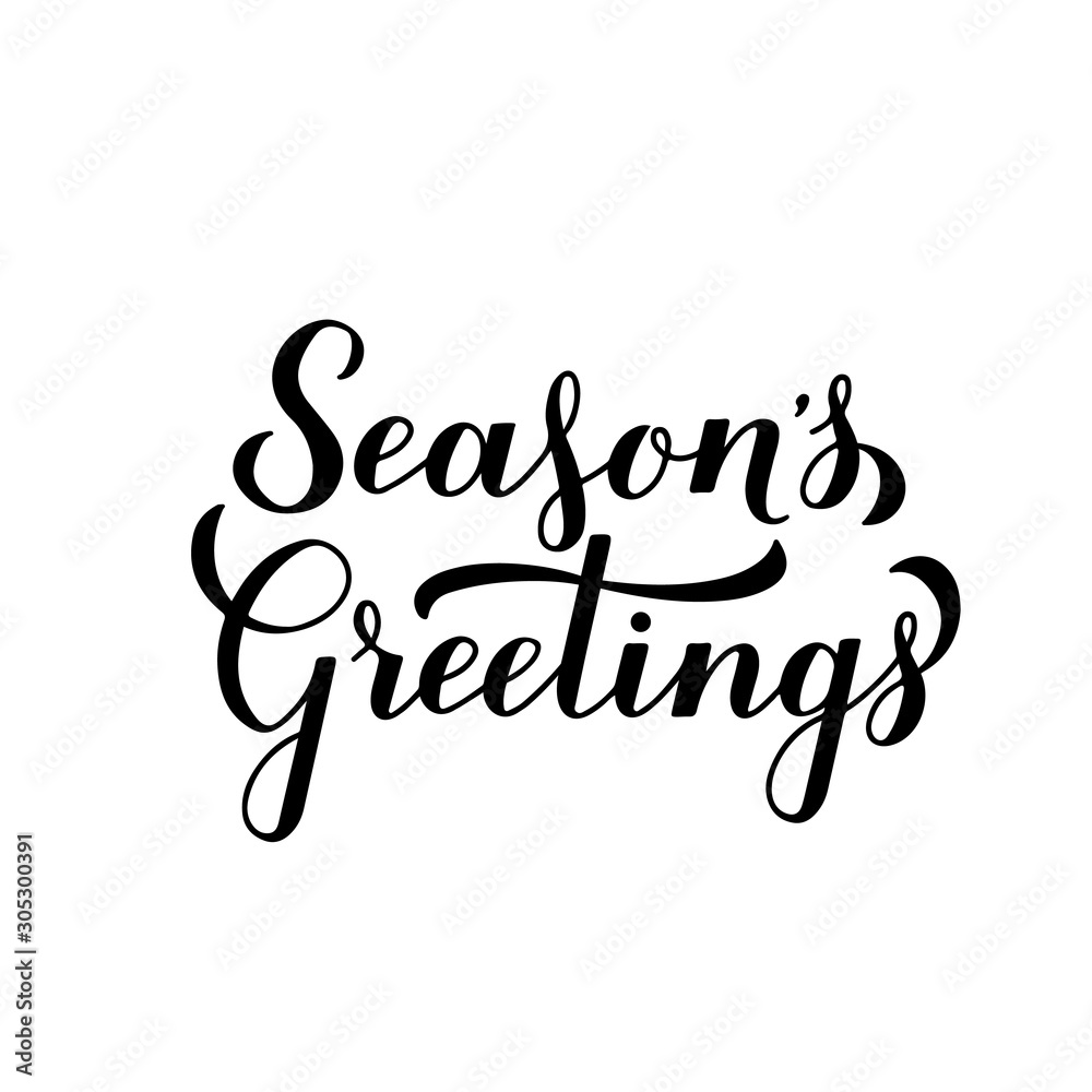 Season s Greetings calligraphy hand lettering isolated on white. Merry Christmas and Happy New Year typography poster. Easy to edit vector template for greeting card, banner, flayer, sticker, etc.