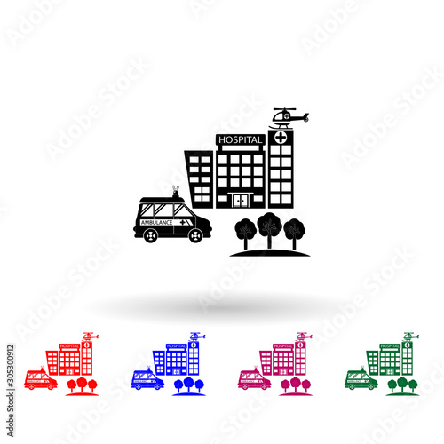 Hospital building, medical multi color icon. Simple glyph, flat vector of medecine icons for ui and ux, website or mobile application