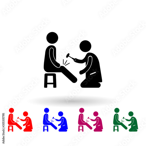 Knee hammer reaction check multi color icon. Simple glyph, flat vector of medecine icons for ui and ux, website or mobile application