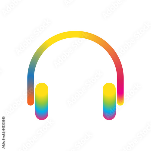 Abstract colored Headphones icon - vector
